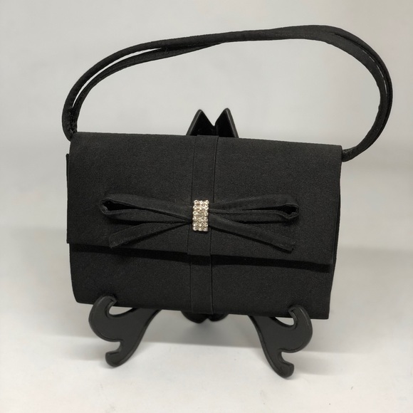Gunne Sax Handbags - GUNNE SAX Black Bow Clutch/Shoulder Purse